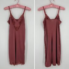 VIntage Charnos Full Slip Lace Satin Nylon Mauve Pink Women’s Size UK 12 Bust 34