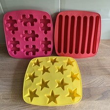 IKEA Silicone Ice Cube Trays Moulds Stars / Jigsaw Pieces/ Sticks - 18cm x 3 