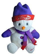 Tesco Chilly & Friends Vintage Festive Purple And White Snowman 1999 Plush Toy