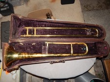 Vintage FE Olds & Son Ambassador Trombone & Case Parts Estate Find