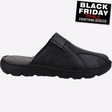 Hush Puppies Carson Mule Mens Classic Casual Lifestyle Leather Sandal Black
