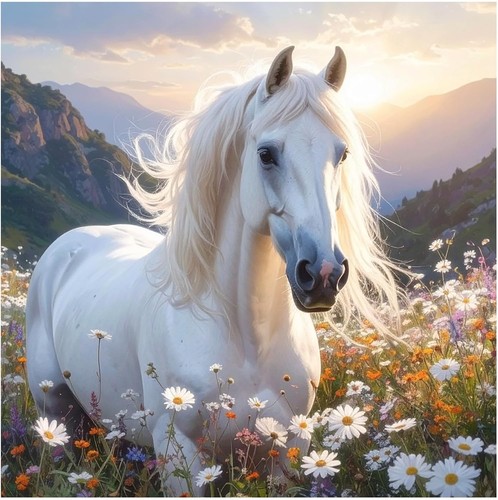 Tile mural white horse - tile,