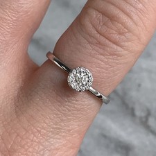 Diamond Cluster Trellis Set Ring 9ct 375 White Gold - Size M 1/2