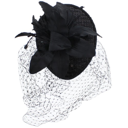 Black sequin fascinator with - sequin,