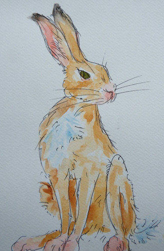 Watercolour painting brown - painting,