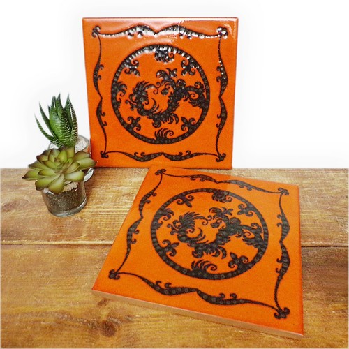 Orange ceramic tiles italian - orange,
