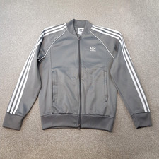 Adidas Mens Track Jacket Small Grey Firebird Originals Superstar Trefoil Zip Up