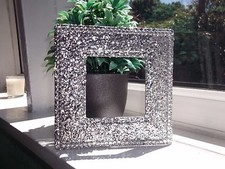 SILVER CHUNKY GLITTER CRYSTALS LIGHT SWITCH SURROUND PLATE FITS ON WALLPAPER NEW