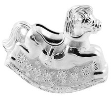 BAMBINO SILVER PLATED ROCKING HORSE MONEY BOX BANK