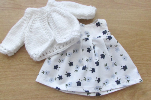 Dolls white dress - 11"-12",