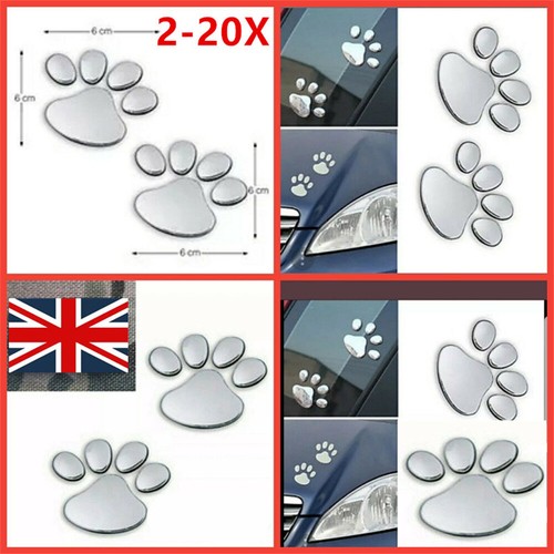 20x silver paw print dog - silver, cat