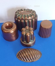 5 antique copper jelly molds