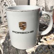 Porsche Mug Coffee Cup Logo Crest Made in Germany White Gold Trim