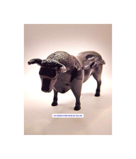 Lge Vintage Black  Bull Sculpture Figurine | Black gloss finish | Heavy quality