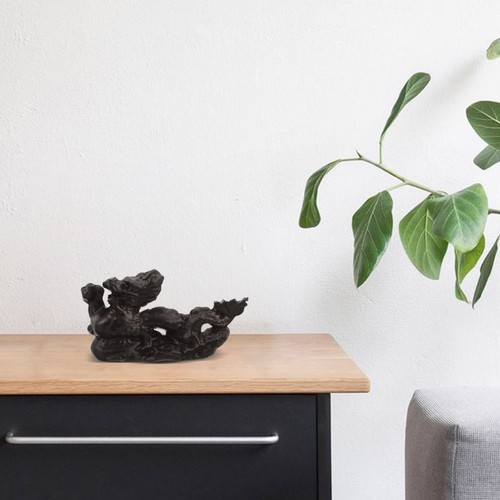 Black wooden dragon - wooden, statue