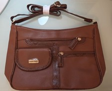 New MODA NOVA Shoulder Bag Brown Faux Leather Pebble PVC Medium Cross Body