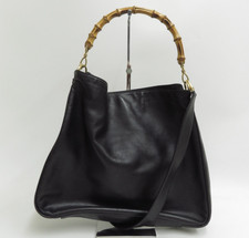 Authentic GUCCI Bamboo Leather 2 Way Shoulder Hand Bag I#46771