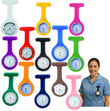 Silicon Nurse Watch Tunic Quartz Fob Pocket Brooch Washable +FREE 2 BATTERIES UK