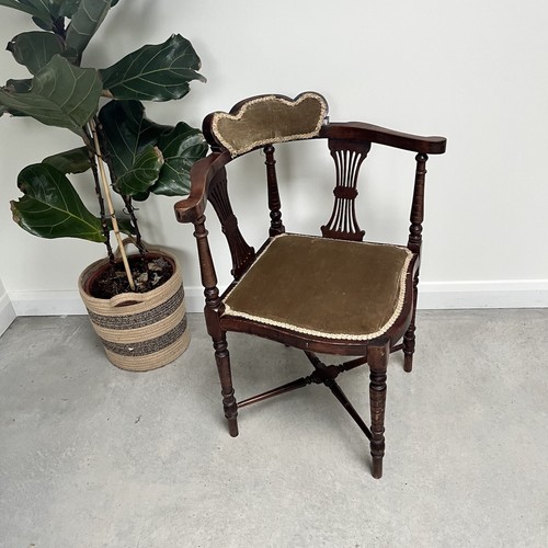 Edwardian mahogany scroll arm - edwardian,