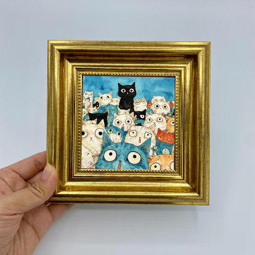 Watercolor crowded wide eyed - crowded, wide-eyed