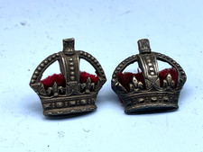 Original Pair of WW1 / WW2 British Army White Metal & Velvet Major's Rank Pips