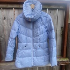 DKNY puffer Coat xs feather duck down fill Baby blue funnel  neck packable