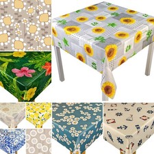 SQUARE WIPE CLEAN TABLECLOTH COVER VINYL OILCLOTH WIPEABLE PROTECTOR PVC 140cm