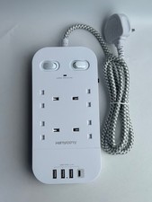 4 Way Surge Protected Extension Lead with USB Slots – Multi Plug Power Strip Ext