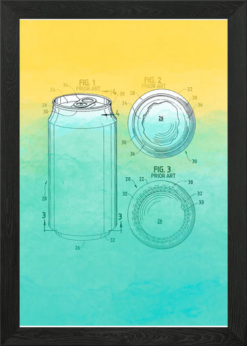 Can patent drawing framed - patent, wall