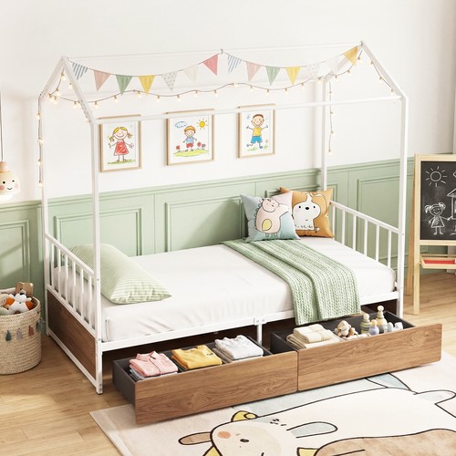 Kids house shaped bed frame - house-shaped,