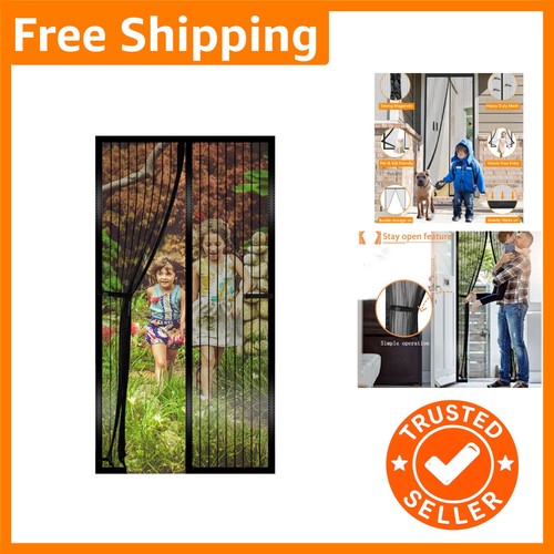 Black magnetic fly screen door - fly,
