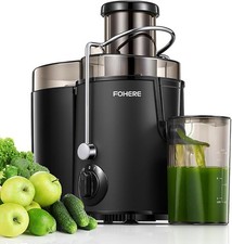 FOHERE 900W Centrifugal Juicer Extractor, 3-Speed Whole Fruit Juicer - Black