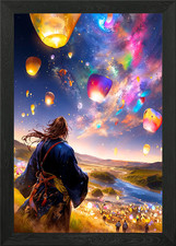 Sky Lanterns and Galaxy Framed