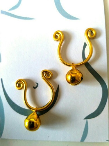 Gold bell nipple ring - 2,