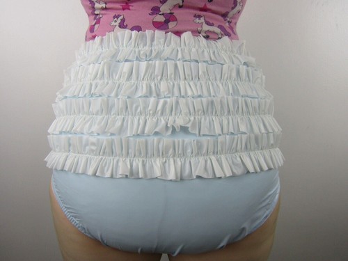 Baby blue with white - blue, frills