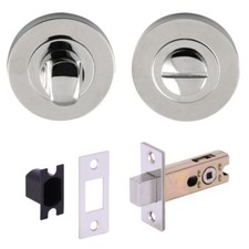 Bathroom Toilet Thumb Turn & Release + Dead Bolt Door Lock Deadbolt Chrome