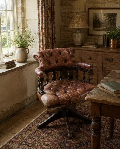 Antique captains chair old red - captains,