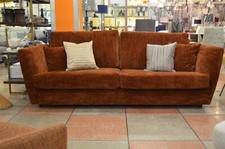 4 Seater Sofa Rust Chenille Orange Fabric Large Grand Cosy Settee BRAMHALL