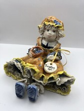 Carol Bowen Studio Pottery IOW Rare Ceramic Doll Figurine "Forget me Not"
