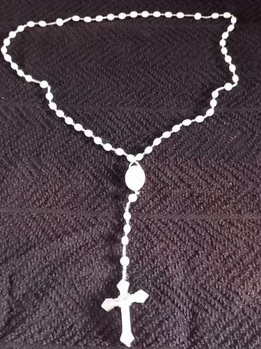 White rosary beads - white,