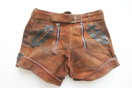 Short leather pants oak - , leaves