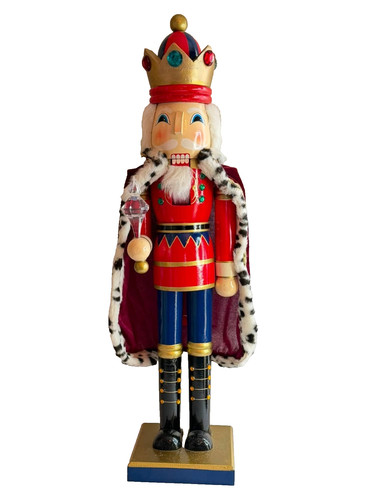 Wood nutcracker tall - 24", crown