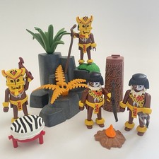 Playmobil Aztec Tribal Warriors Figures X 4 + Accessories & Weapons Vintage