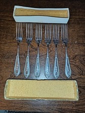 silver nickel chromium plated sheffield forks set of 6 with box good condition