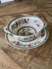 1 Set Johnson Brothers Indian Tree 2 Handled Soup Bowl / Cup & Saucer England.