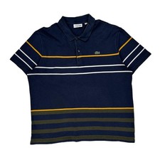 Lacoste Striped Polo Shirt - 3XL Navy Cotton