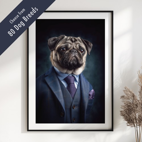 Smartly dressed dog portrait - dressed,