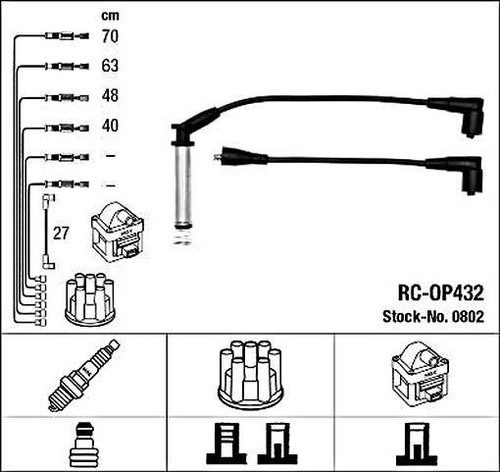 Black ignition cable - black, ngk