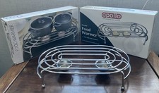 THREE SILVER CHROME METAL DOUBLE 2 TEA LIGHT CANDLE FOOD WARMERS PARTY SERVERS 