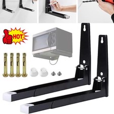 2Pcs Microwave Wall Mounting Brackets Stainless Steel Shelf With Extendable Arms